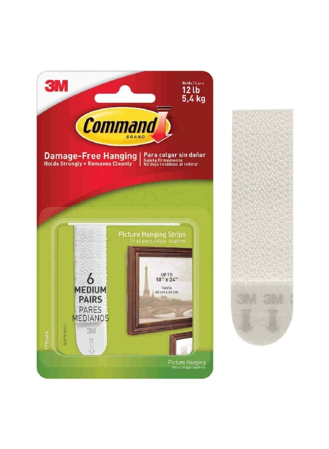 ثري ام 17204ES مجموعة شرائط تعليق الصور البلاستيكية ذاتية اللصق متوسطة الحجم 6 ازواج أبيض 18x24بوصة - Image 2