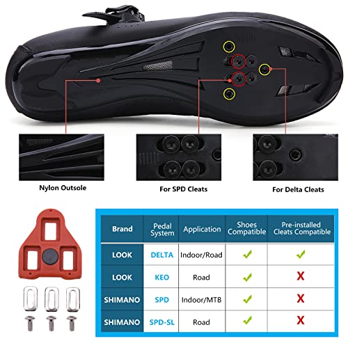 Kyedoo Mens Women Cycling Shoes Compatible with Pelaton Bike Shoes Road Bike Riding Bicycle Pre-Installed with Delta Cleats Clip Indoor Outdoor Pedal Size 10.5 Black - Image 3