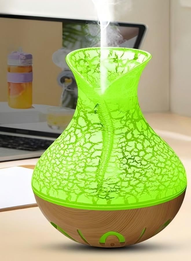 Beautiful Fashionable And Minimalist Cracked Humidifier, Colorful Lighting, Dedicated For Home Office Use, USB Interface, White+Light Wood Grain Base - Image 3