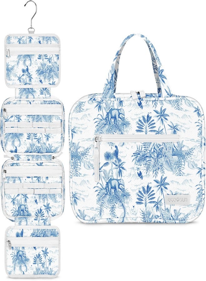 Eco Sun Hanging Travel Toiletry Bag - Designed in Hawaii - Water-resistant Travel Organizer for Bathroom Accessories (Baby Blue Safari) - Image 1