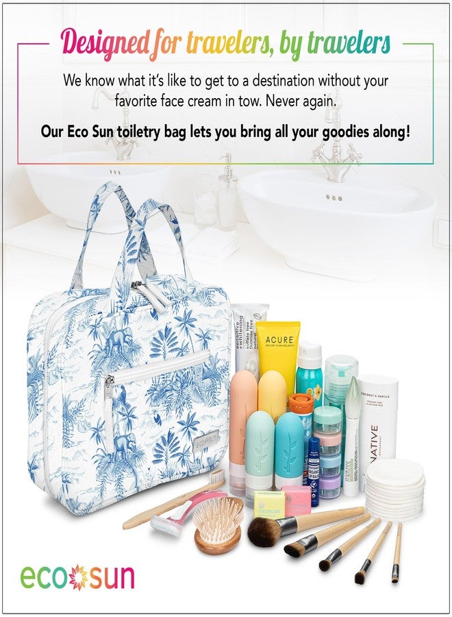 Eco Sun Hanging Travel Toiletry Bag - Designed in Hawaii - Water-resistant Travel Organizer for Bathroom Accessories (Baby Blue Safari) - Image 5