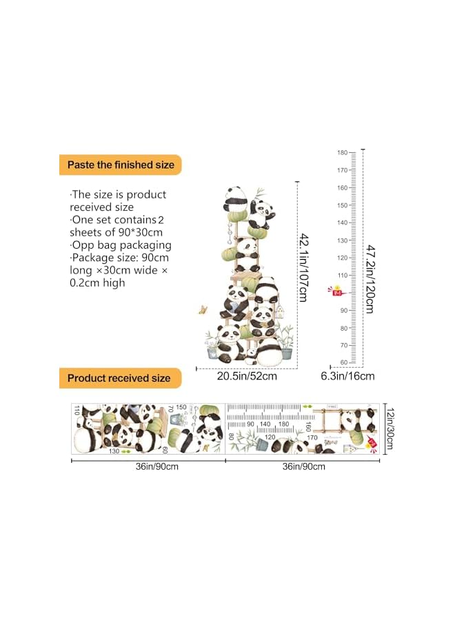 The Bros Kids Height Measurement Growth Chart Wall Stickers, Animals Cat Zebra Rhino Height Measure Ruler Decor for Children's Baby Boy Girl Kid Nursery Bedroom Playroom Wall Decor Toddler Wall Art Gift - Image 2