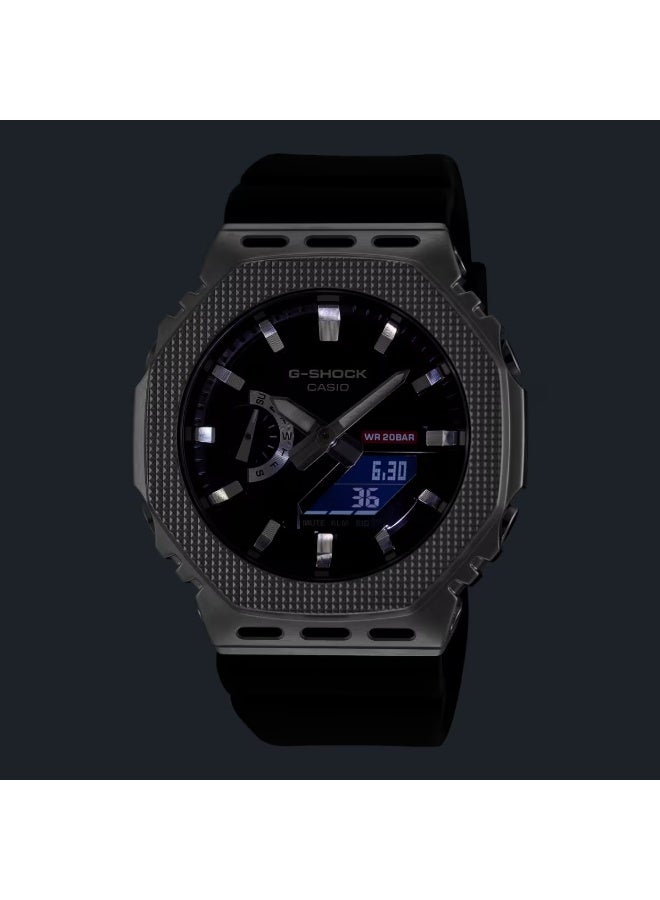 G-SHOCK G-STEEL Analog‑Digital Watch GM‑2100M‑1A, 49.3 mm Black Dial with Textured Metal Bezel, Bio‑Based Resin Band, 200 m WR - Image 4