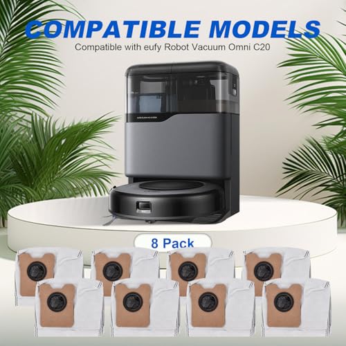 JoaSinc Dust Bags Compatible with Eufy C20 C10 Omni Robot Vacuum Cleaner Large Capacity Dust Bag Eufy Vacuum Bags Replacement Parts Accessories Kit Effective Filtration Vacuum Dust Bags 8 Pack - Image 3