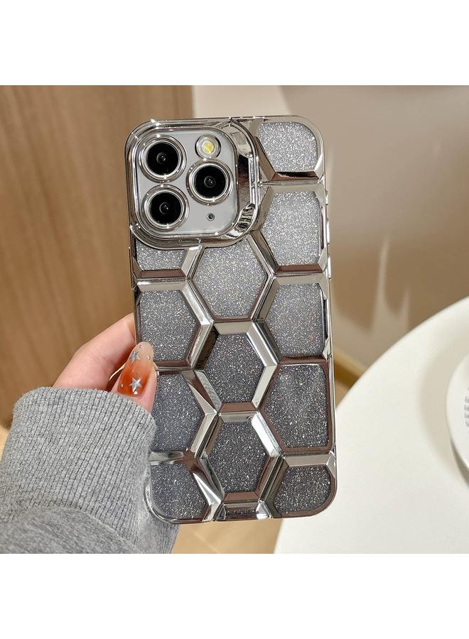 Zaboon Case For iPhone 11 Pro Max Electroplating Laser Engraving 3D Honeycomb Glitter TPU Phone Case - Image 1