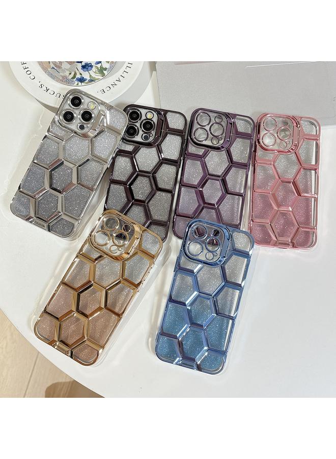 Zaboon Case For iPhone 11 Pro Max Electroplating Laser Engraving 3D Honeycomb Glitter TPU Phone Case - Image 2