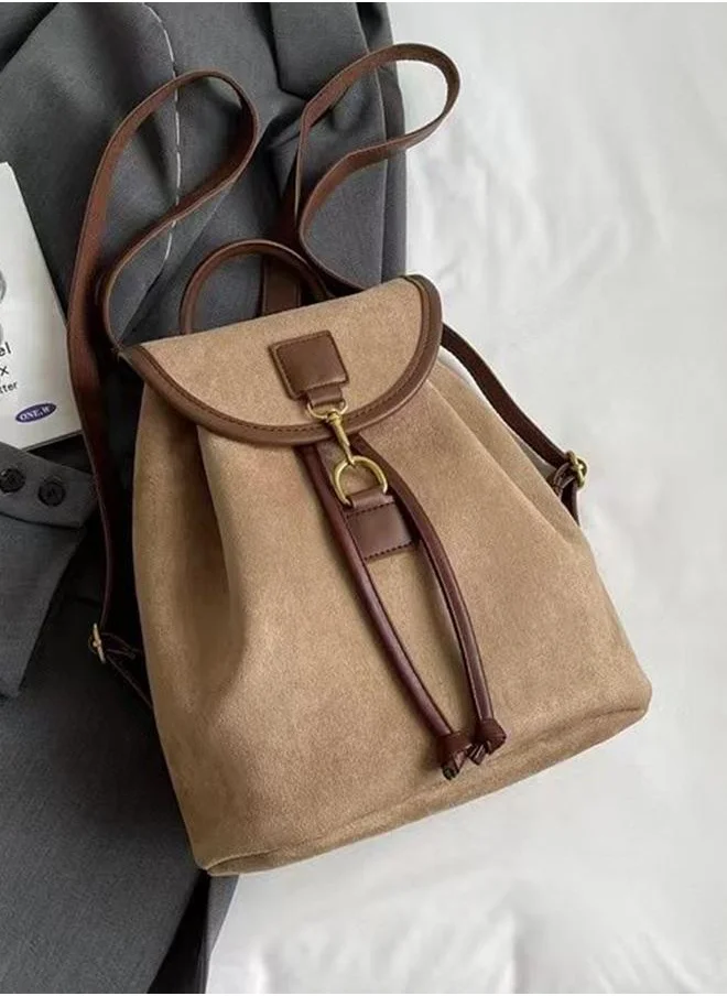 ستايلي Styli Contrast Trim Claw Clasp Backpack with Drawstring