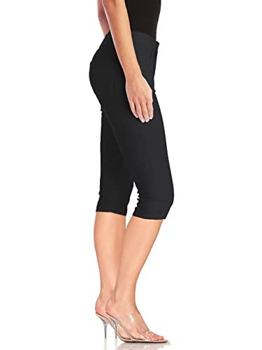 Hybrid & Company Women's Butt Lift Super Comfy Stretch Denim Capri Short Jeans Q43300 Black 11 - Image 3