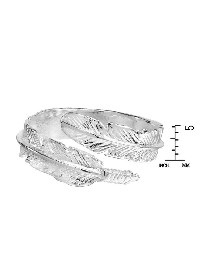 AeraVida Spiritual Embrace Feather Wrap .925 Sterling Silver Ring (7) | Bohemian Inspired Ring For Women | Coachella Style  - Image 4