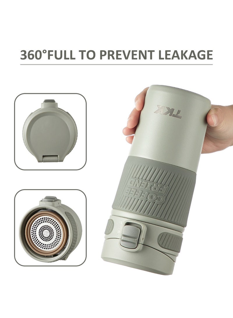 TKK 450ml Stainless Steel Coffee thermos 316 with Anti Scalding Silicone Head Case Keep Temperature for 6 to 12 Hours | Green - Image 3