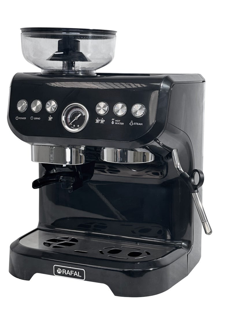 ماكينة قهوة  اسبريسو  مع مطحنة 250 جرام / مضخة 19 بار / خزان مياه 2 لتر / 1600