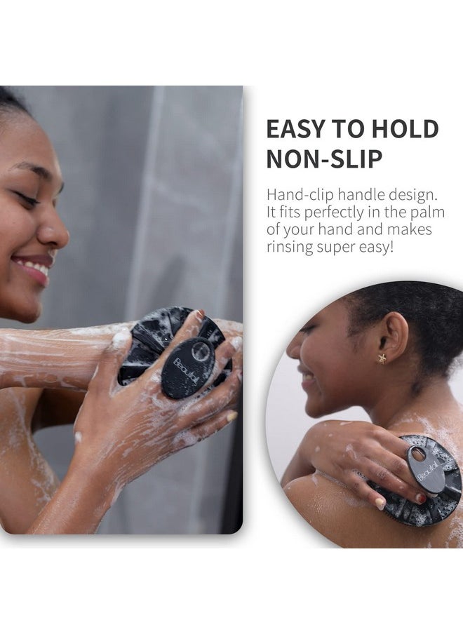 BEAUTAIL - Silicone Body Scrubber Shower Bath Brush, More Hygienic Than Traditional Loofah, Lather Nicely, Long Lasting, Gentle Exfoliating For Women Men Baby Sensitive Skin, 1 Pack, Black - Image 1