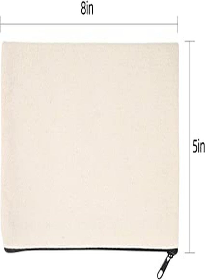 Mluffy Multipurpose Pen Pencil Case Cotton Canvas Zipper Bag | Blank Makeup Bag Plain Pencil Pouch Travel Toiletry Purse for Travel and Work (White) (Pack of 2) - Image 2