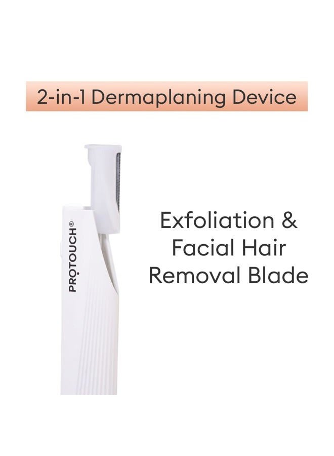 ProTouch Electric Dermaplaning Device | Beauty Tool | 2 in 1 Eyebrow & Face Hair Remover with Gentle Exfoliation | Quick, Painless, Smoother & Glowing Skin | 3 Attachment | Easy & Safe to Use - Image 2