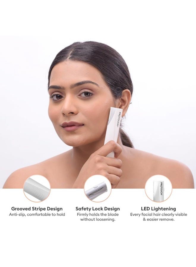 ProTouch Electric Dermaplaning Device | Beauty Tool | 2 in 1 Eyebrow & Face Hair Remover with Gentle Exfoliation | Quick, Painless, Smoother & Glowing Skin | 3 Attachment | Easy & Safe to Use - Image 4