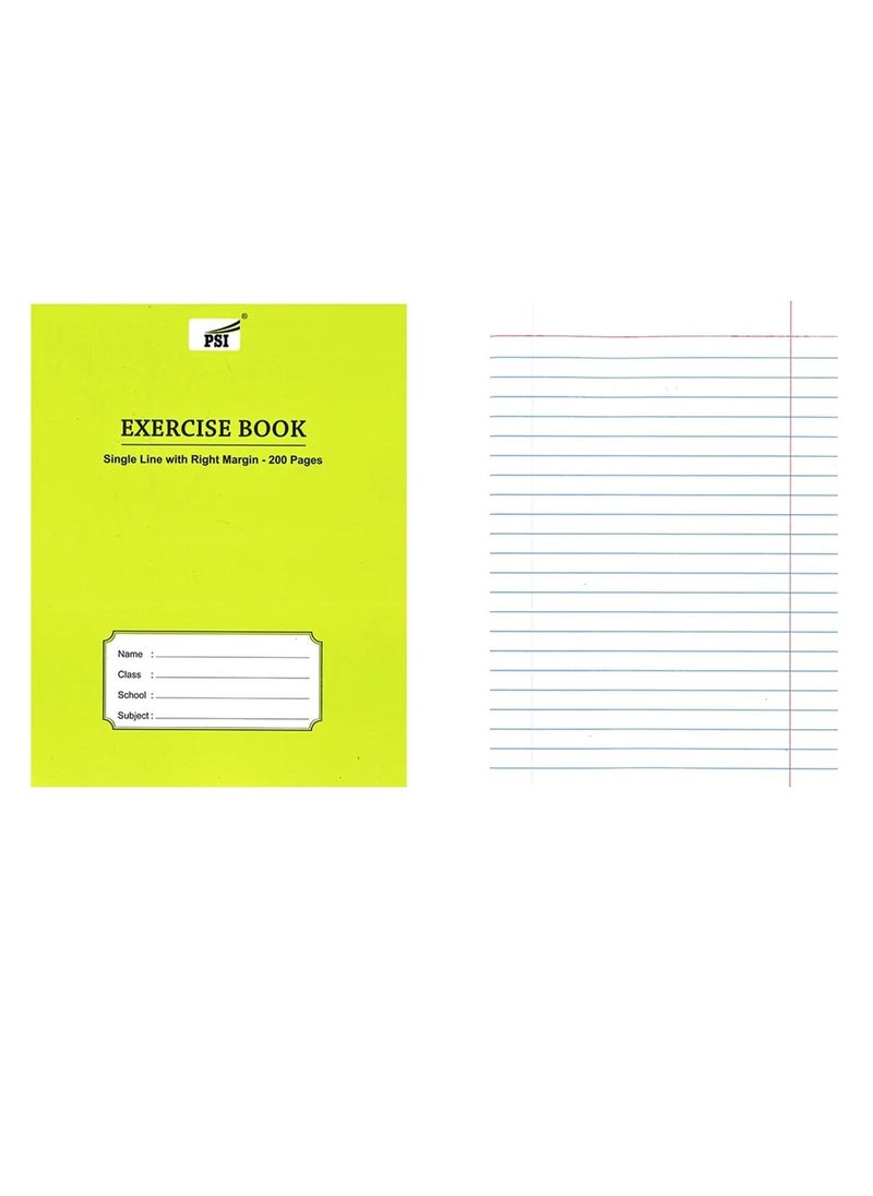 Psi - 6-Piece Exercise Note Book Single Line Right Margin 200 Pages - Image 1
