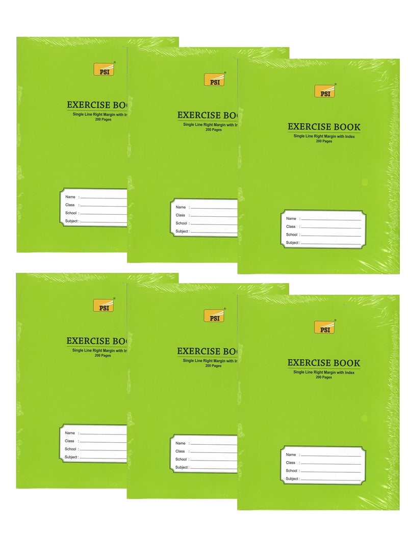 Psi - 6-Piece Exercise Note Book Single Line Right Margin 200 Pages - Image 1