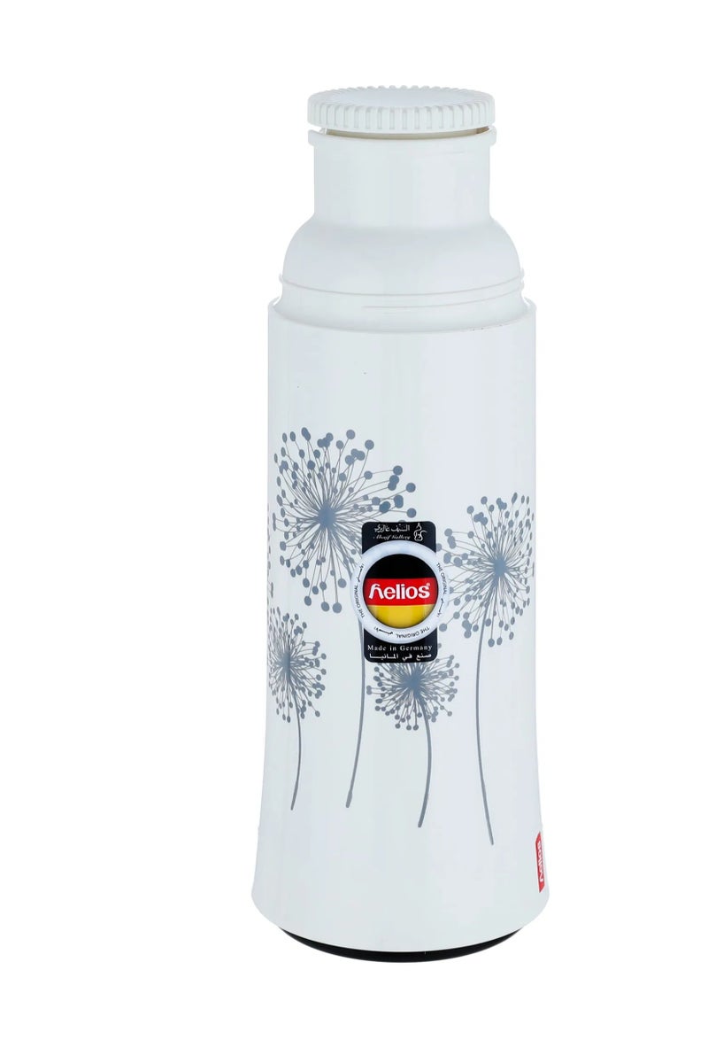 Helios thermos, 0.75 liters, heat preservation, rose pattern, thermal glass inner container, plastic outer shell - white - Image 2