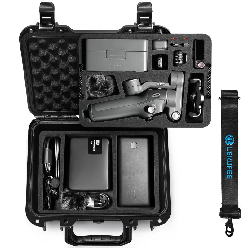Lekufee Portable Waterproof Hard Case for DJI Osmo Mobile 8, Osmo Mobile 7P / 7, Gimbal Stabilizer, DJI Mic 3/2 / Mic Mini & More Accessories(Case Only) - Image 1