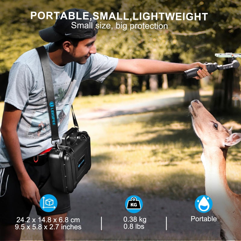 Lekufee Portable Waterproof Hard Case for DJI Osmo Mobile 8, Osmo Mobile 7P / 7, Gimbal Stabilizer, DJI Mic 3/2 / Mic Mini & More Accessories(Case Only) - Image 4
