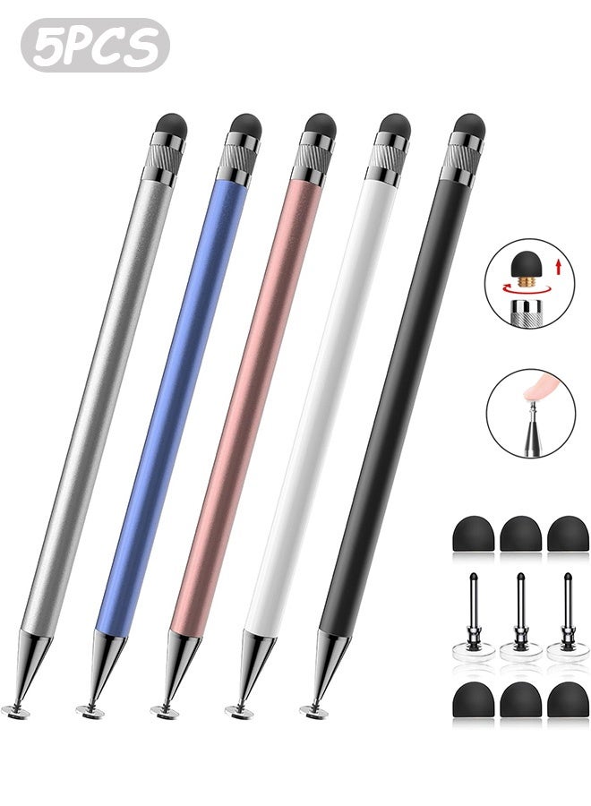 Gecomo 5 PCS Digital Pens, 2-in-1 Stylus Pen for Touch Screen, Suitable for iPhone/ipad/Android Tablets, Compatible with All Touch Screens - Image 1