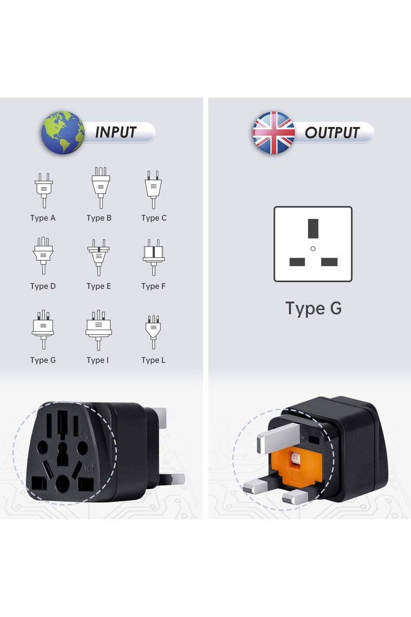 GNAFOTU 2-Pack UK Travel Plug Adapter 13A with Fuse Travel Power Adapter Converter Plug,EU/UK/US/AU/CN/JP//Asia/Italy/Brazil TO UK,for Business Trip Holiday Hotel Airport (Black) - Image 4