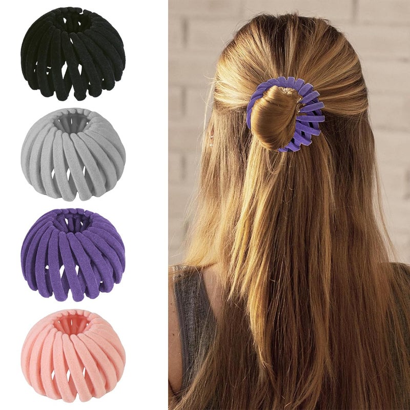 AOKID 4Pcs Bird Nest Hair Clips Expandable Hair Bun Maker Hair Accessories for Women Ponytail Holder Hair Bun Clip for Thin Thick Fine Curly Hair, Plastic Hair Barrettes Hair Scrunchies - Image 1