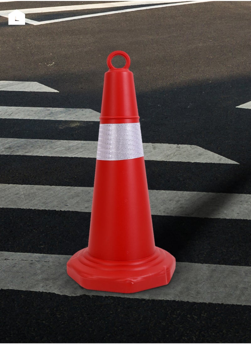 LAWAZIM - Traffic Cone Set of 3 - 66cm - Reflective Stripe, Durable Heavy-Duty Plastic, Weather-Resistant, UV-Resistant, Stackable with Stable Base for Road Safety, Construction, and Emergency Use - Image 1