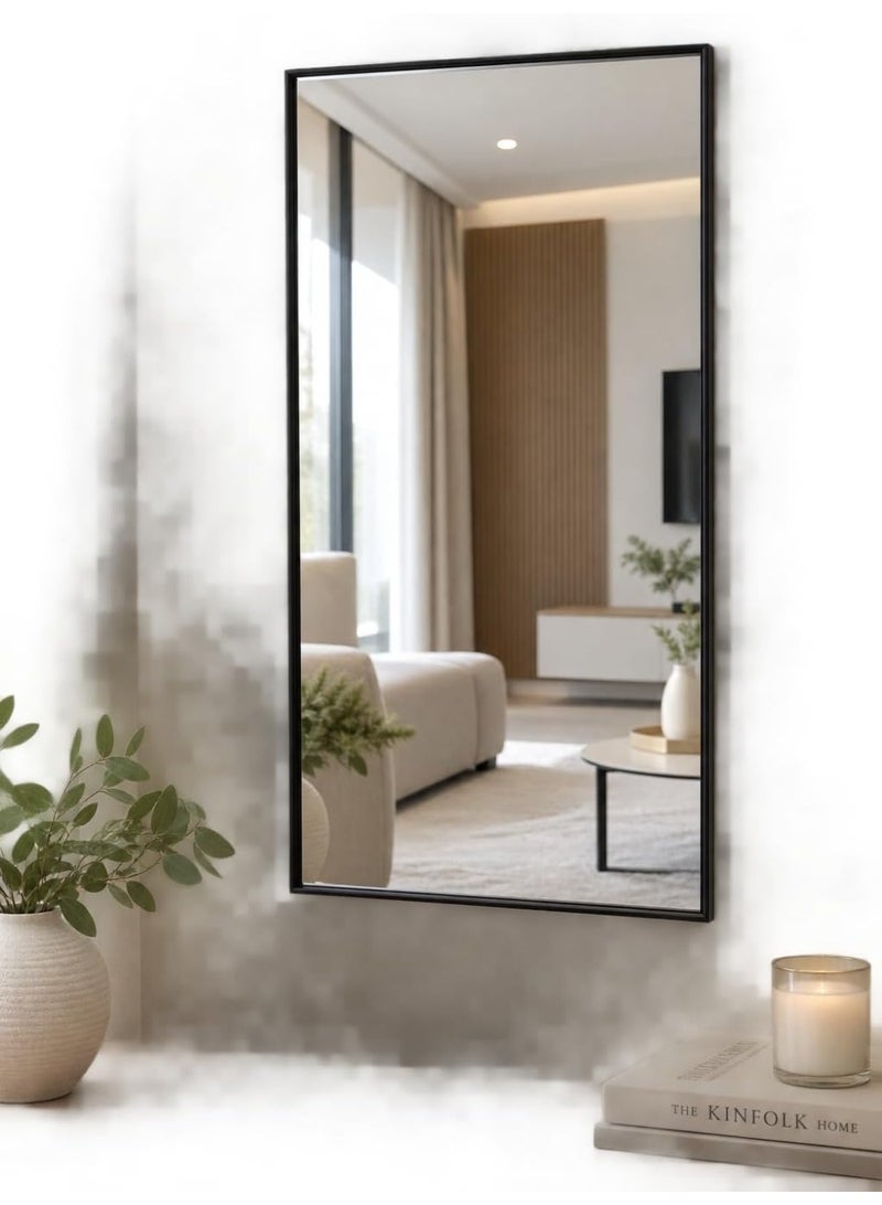 Dk Rectangular Wall Mirror 41 x 71 cm, Dark Brown PVC Frame, Modern Wall Mounted Decorative Mirror 40 x 70 cm for Bedroom, Bathroom, Living Room, Hallway, Dressing Room & Vanity - Image 1