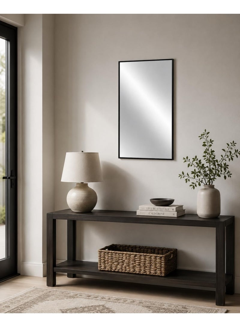 Dk Rectangular Wall Mirror 41 x 71 cm, Dark Brown PVC Frame, Modern Wall Mounted Decorative Mirror 40 x 70 cm for Bedroom, Bathroom, Living Room, Hallway, Dressing Room & Vanity - Image 4