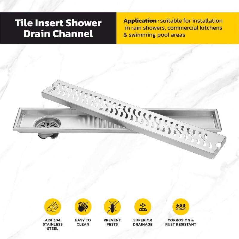 iSTAR 304 Grade Stainless Steel Shower Drain Channel | Corrosion Resistant Water Water Floor Drainer Jali with Pest Trap and Side Hole for Bathroom, Balconies, Wetrooms, Kitchens (12 x 4 inches) - Image 3