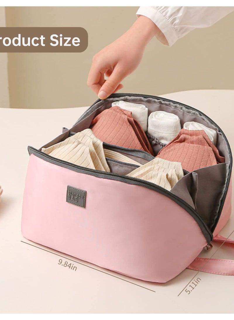 Excefore Travel Underwear Organizer Bag, Portable Bra and Lingerie Storage Pouch with Liner, Large Packing Cube for Underwear, Socks, Cosmetic, and More - Ideal for Travel and Home Use (Pink) - Image 3