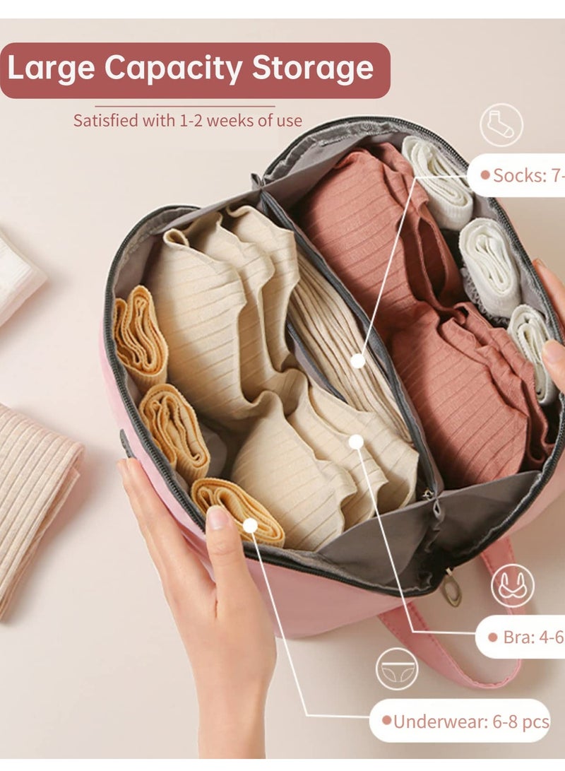 Excefore Travel Underwear Organizer Bag, Portable Bra and Lingerie Storage Pouch with Liner, Large Packing Cube for Underwear, Socks, Cosmetic, and More - Ideal for Travel and Home Use (Pink) - Image 2