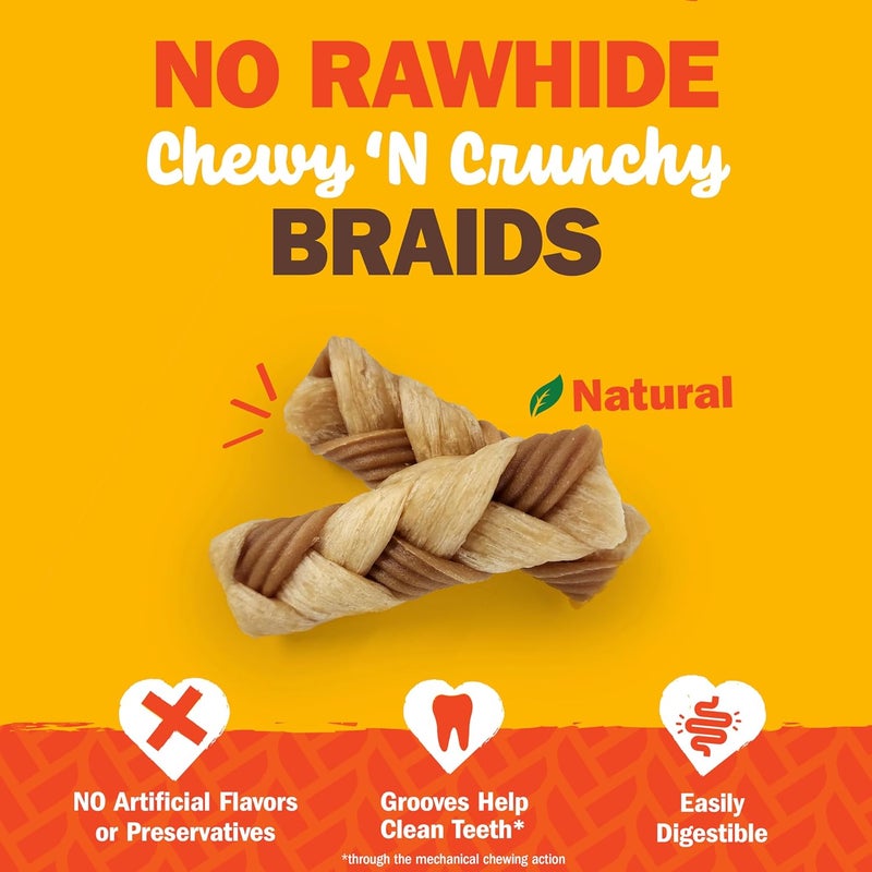 Cadet Chewalicious Chewy N Crunchy Braid Dog Treats Limited Ingredient RawhideFree LongLasting Chews for Dogs Made with Real Chicken 3 Count - Image 2