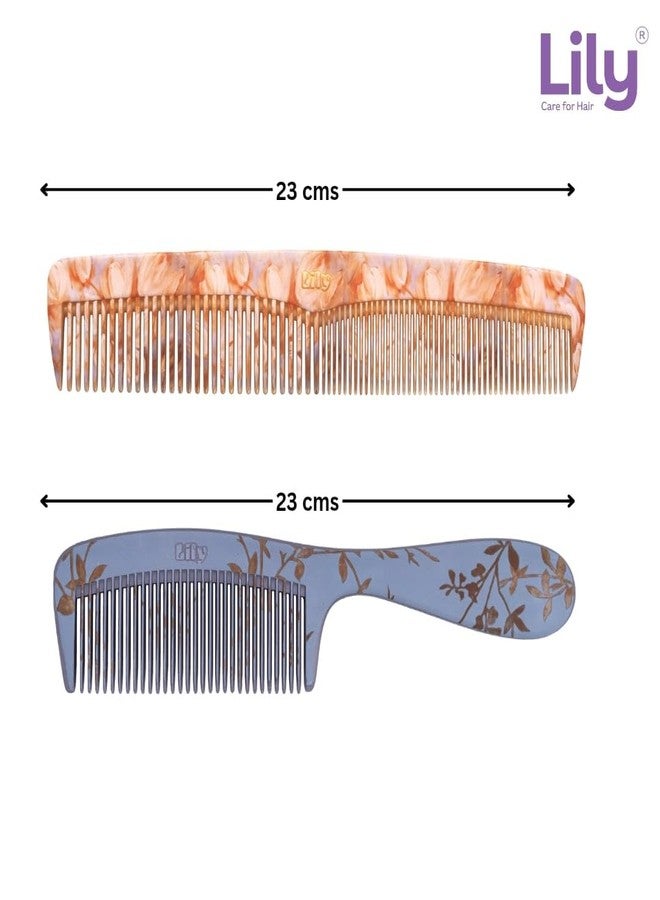 ليلي مجموعة مشط ليلي النسائي ذو المقبض الطويل المطبوع والأسنان الدقيقة مع أمشاط تصفيف الشعر، قطعتان، متعدد الألوان - Image 3
