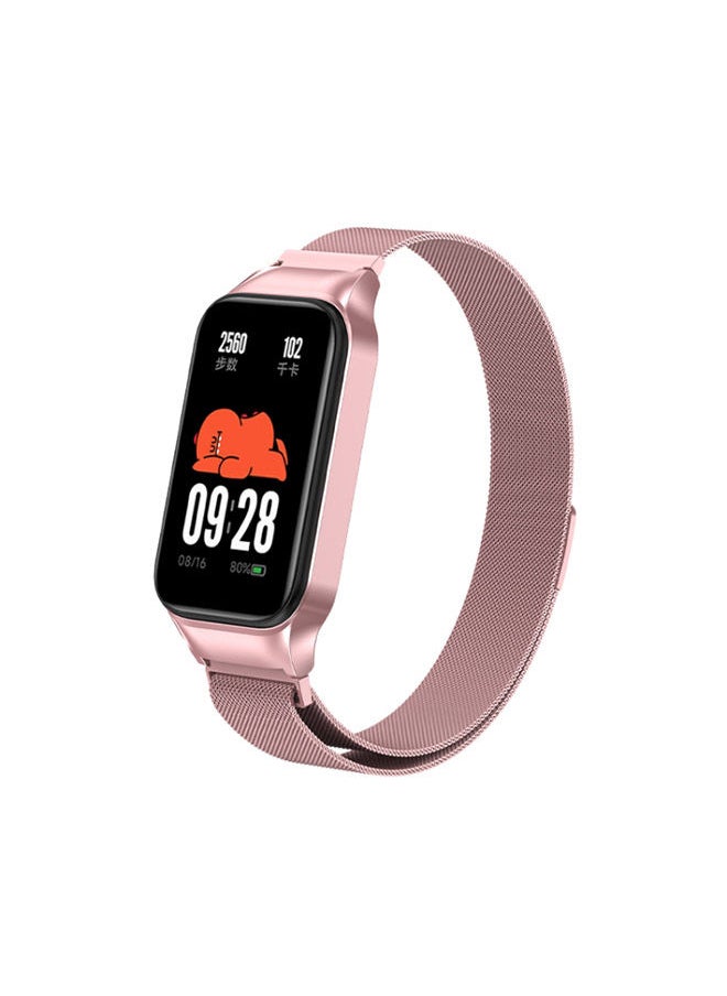 O Ozone Milanese Loop Strap for Xiaomi Redmi Smart Band 2 Stainless Steel Replacement Strap Mesh Metal Watch Bands Magnetic Adjustable Wristband Strap for Redmi Smart Band 2 Men Women -Rose Pink  - Image 1