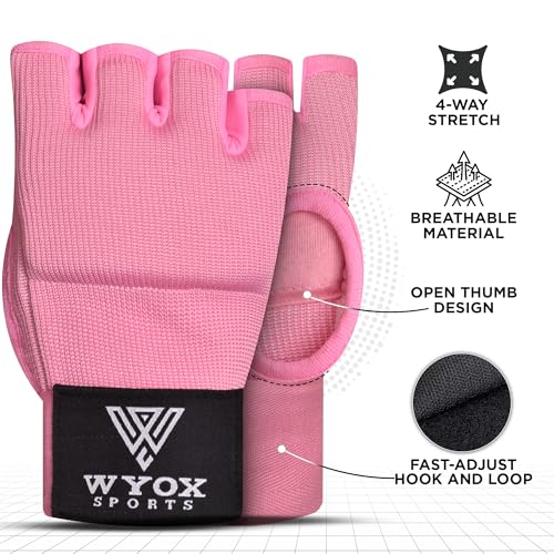 WYOX Gel Boxing Hand Wraps Inner Gloves for Men & Women – 80cm Quick Wrist Strap, Padded Knuckle Support, Fingerless MMA Muay Thai Kickboxing Wraps for Training, Punching & Martial Arts - Image 2