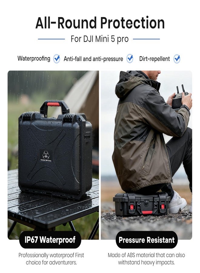 STARTRC Dual Layer Waterproof Hard Carrying Case Dual Layer for DJI Mini 5 Pro/4 Pro/3/3 Pro & Accessories - Compatible with RC-N/RC2 Controllers - Image 4
