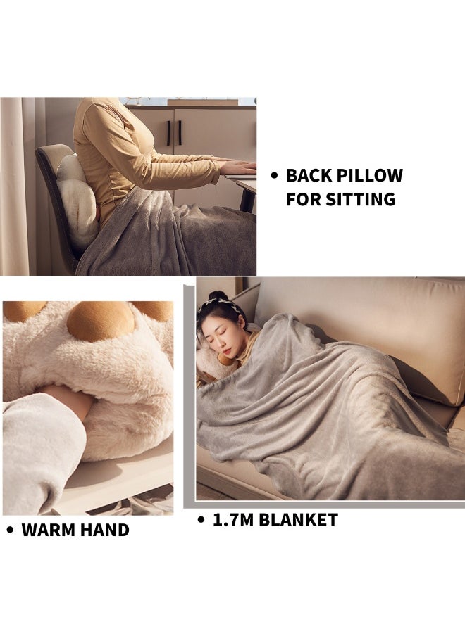 GoldenLike 3-in-1 Travel Blanket and Pillow Set, Plush Pillow and Warm Hand Warmer and 1.7m Blanket  for Travel, Camping, Home and Office, White  - Image 4
