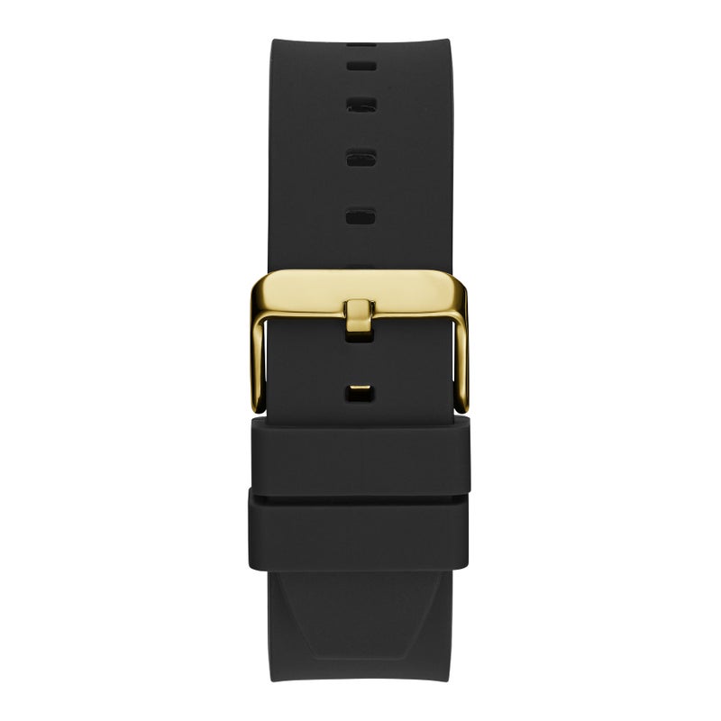 GUESS ساعة جيس للرجال GW0638G1 بحالة ذهبية اللون وحزام سيليكون أسود متعددة الوظائف 42 مم - Image 3