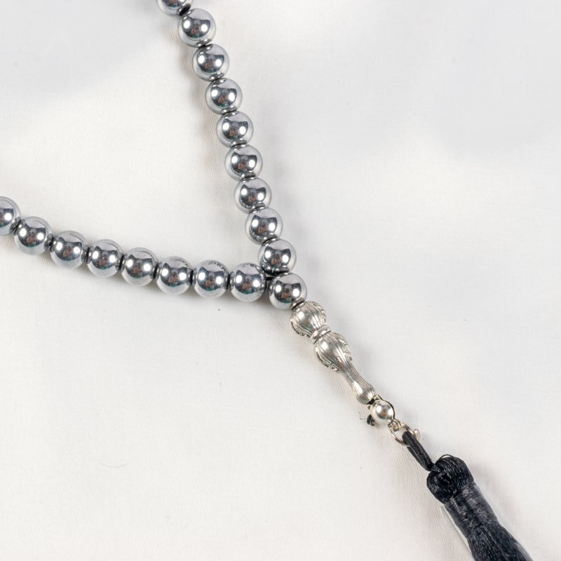 The Black Pearl Accessories Silver Hematite Stone Prayer Bead of 33 Beads - Image 3