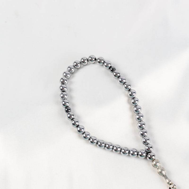The Black Pearl Accessories Silver Hematite Stone Prayer Bead of 33 Beads - Image 2