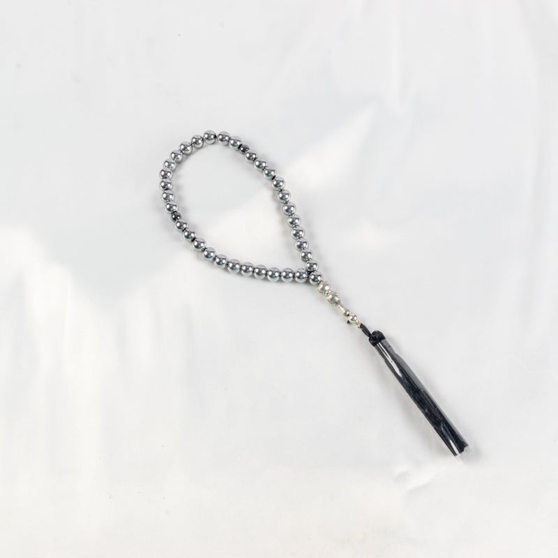 The Black Pearl Accessories Silver Hematite Stone Prayer Bead of 33 Beads - Image 1