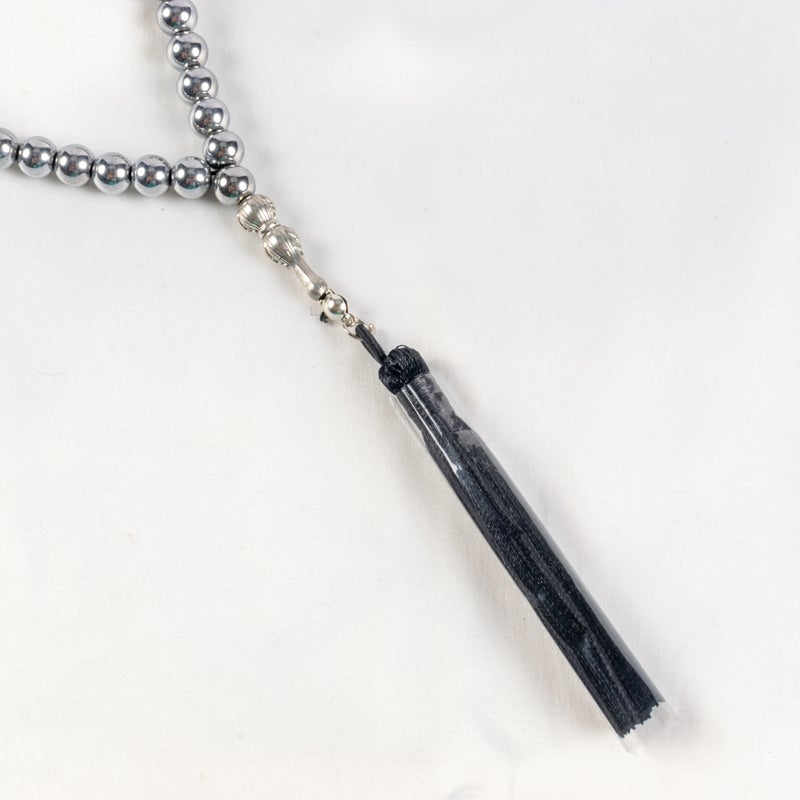 The Black Pearl Accessories Silver Hematite Stone Prayer Bead of 33 Beads - Image 4