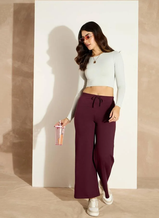 ساسافراس Mid Rise Wide Leg Terry Track Pants by Styli
