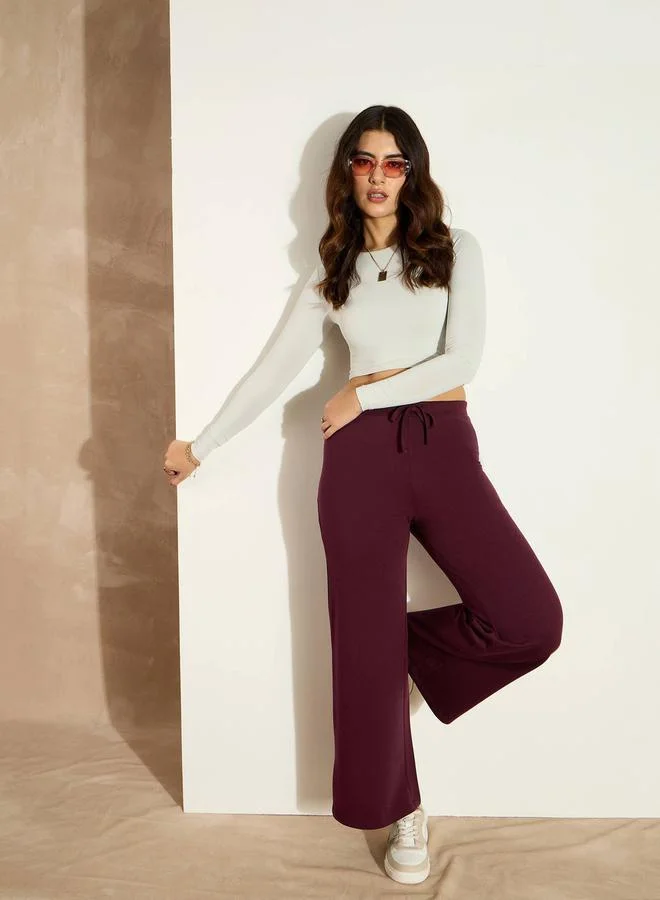 ساسافراس Mid Rise Wide Leg Terry Track Pants by Styli