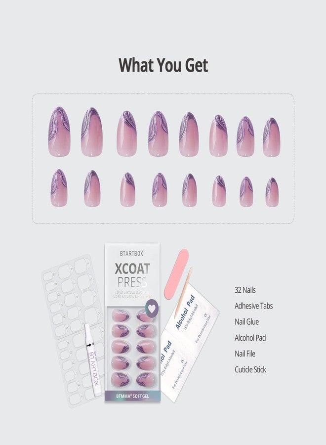 BTArtbox أظافر فرنسية مزيفة - أظافر لامعة قصيرة على شكل لوز قابلة للتجفيف تحت الضوء مع غراء للنساء، أظافر جل ناعمة شبه شفافة قابلة للصق بـ 16 حجم - مجموعة أظافر لاصقة مكونة من 32 ظفر، ذيل حورية البحر - Image 5