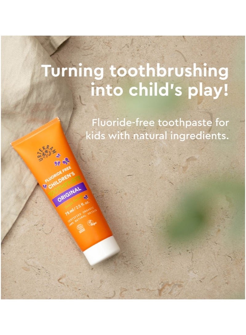 Urtekram Organic Children's Toothpaste Original, 75ml - Fluoride-Free, 100% Organic, Vegan, Natural Ingredients, Gentle Oral Care - Image 2