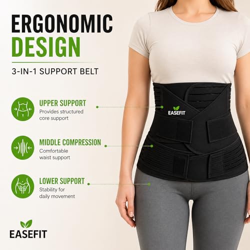 EASEFIT Postpartum Belly Belt for Women - 3 in 1 Tummy Tucker | Waist, Pelvis & Back Support | Fat Slimming Shapewear After Delivery & C-Section | Adjustable Fit 30-46” (Made in India) - Image 4