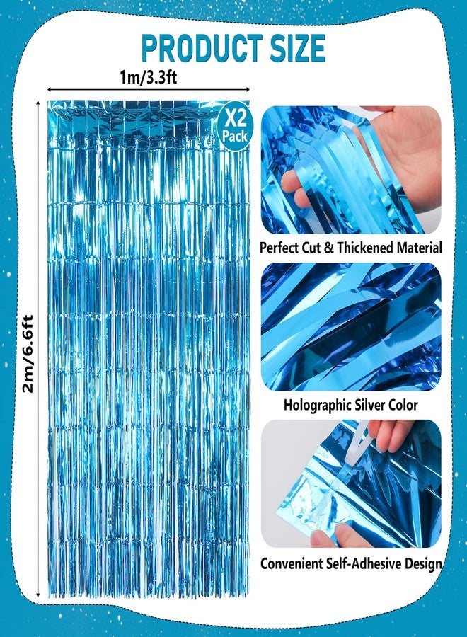 RANERVZ 54Pcs Pool Party Decorations Splish Splash Beach Birthday Party Decorations Summer Luau Tropical Beach Pool Decorations Blue Foil Fringe Curtains Colorful Balloons Backdrop for Summer Party - Image 3
